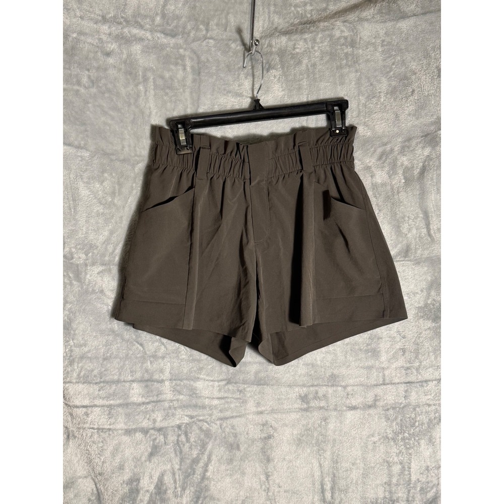 Athleta Farallon Shorts Womens 2 Brown Olive Paperbag High Rise Hiking Travel